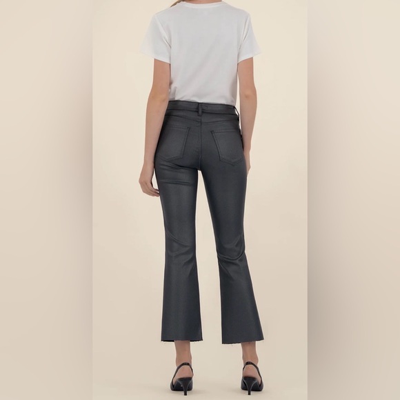 KUT from The Kloth Kelsey Coated Silver Bell Gray Ankle Flare Jeans 4 - Picture 2 of 11